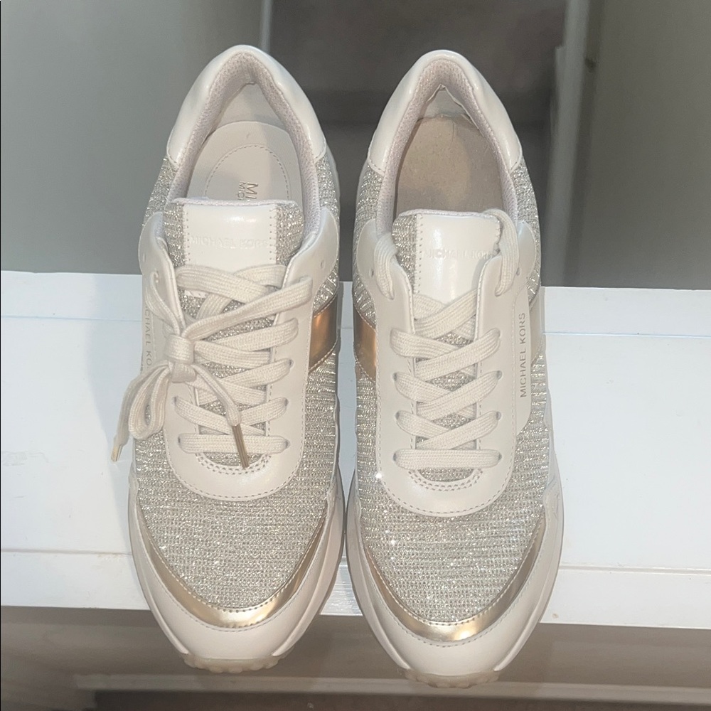 NIB Michael Kors Gold Sneakers. MK Plate & heal protector on back. Totally cute!